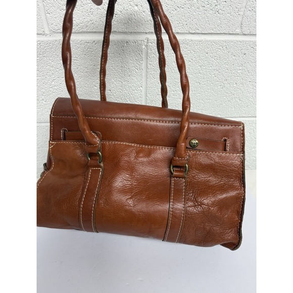 Patricia Nash Vienna Satchel Brown Leather Shoulder Bag 14x9" - Picture 7 of 16